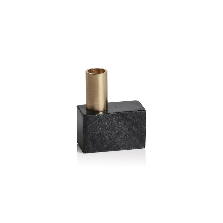 Marikina Marble Candle Holder - Black - Candle Holders by Carlyle Avenue