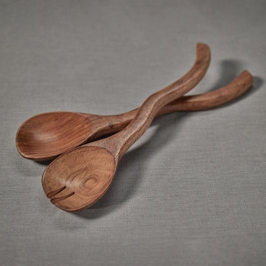 Mango Wood Curvy Salad Server Set - Tableware by Carlyle Avenue