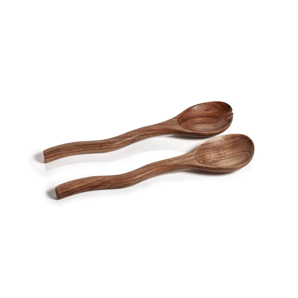 Mango Wood Curvy Salad Server Set - Tableware by Carlyle Avenue