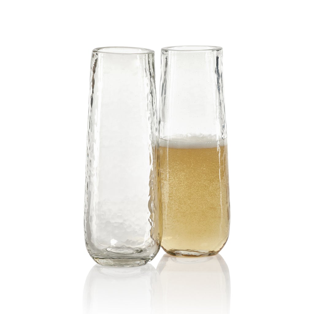 Artisan Hammered Stemless Flute - Set of 4 - Drinkware by Carlyle Avenue