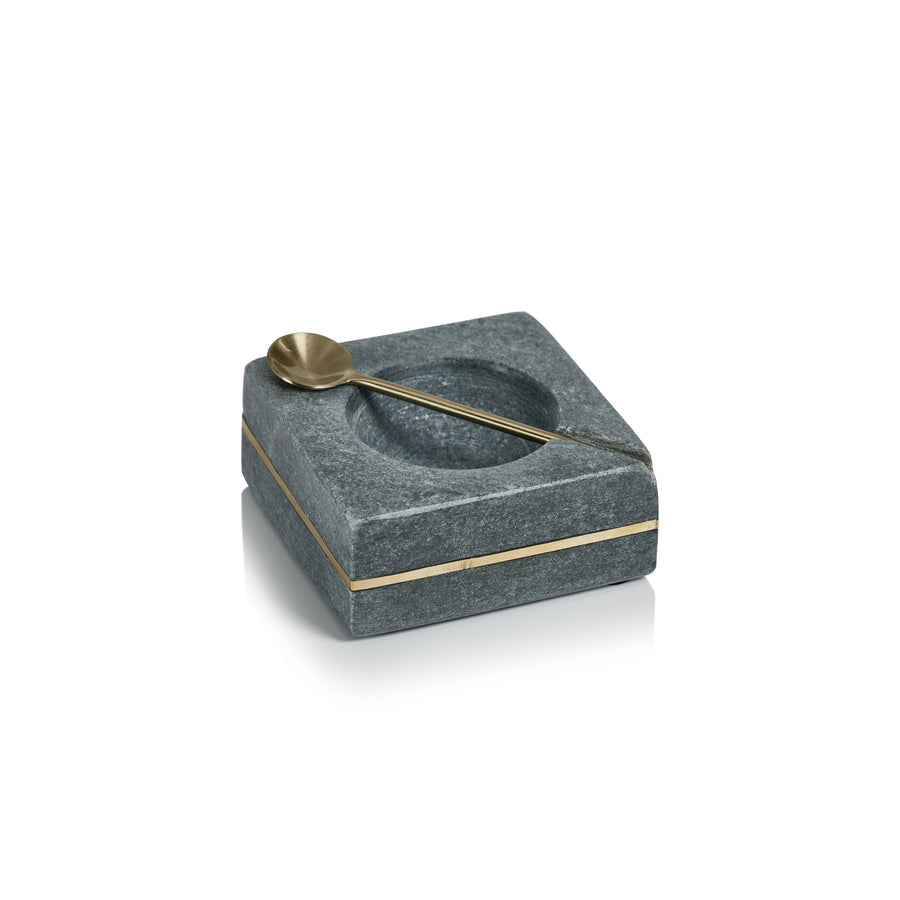 Marble Square Salt & Pepper Bowl w/Spoon - Salt & Pepper Shakers by Carlyle Avenue