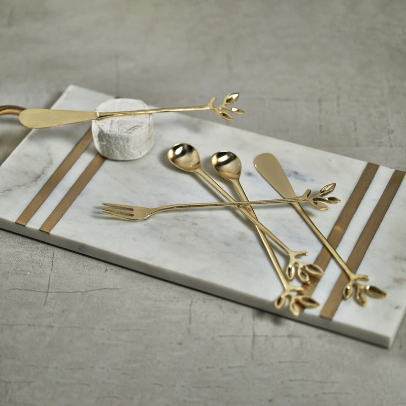 Leaves Cocktail Spoons - Gold - Set of 4 - Cocktail & Barware Tool Sets by Carlyle Avenue