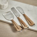 Rattan & Matte Steel Cheese Tools - Set of 3 - Tableware by Carlyle Avenue