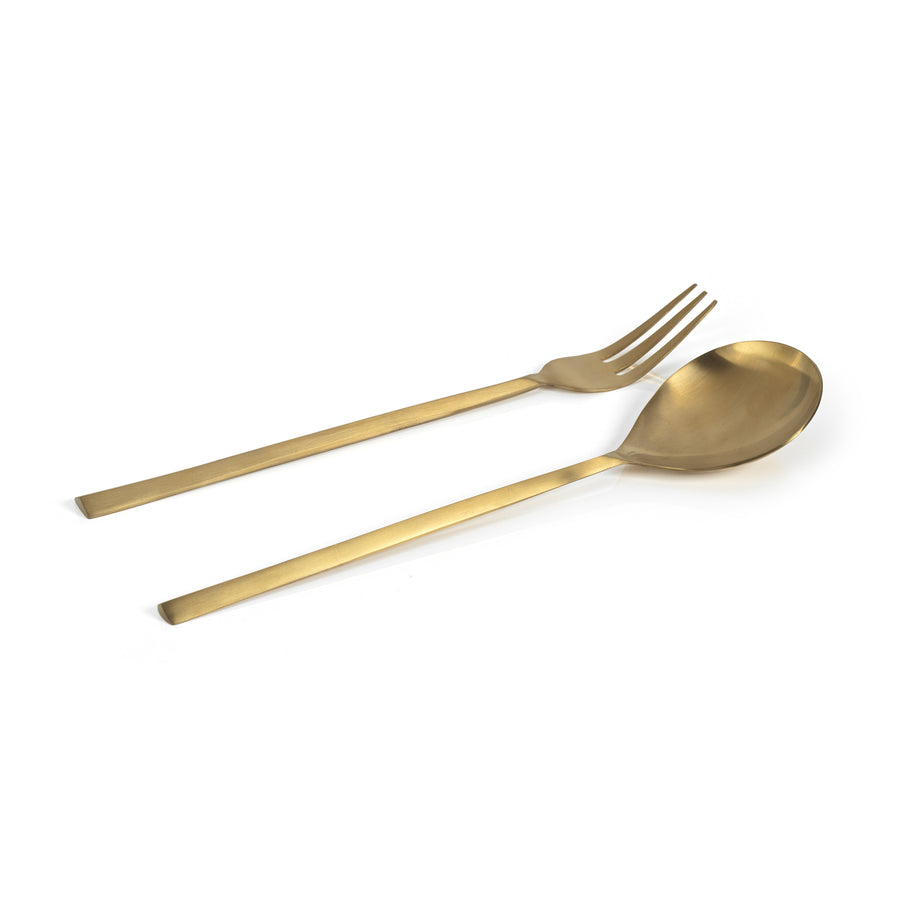 Matte Gold Salad Server Set - Tableware by Carlyle Avenue