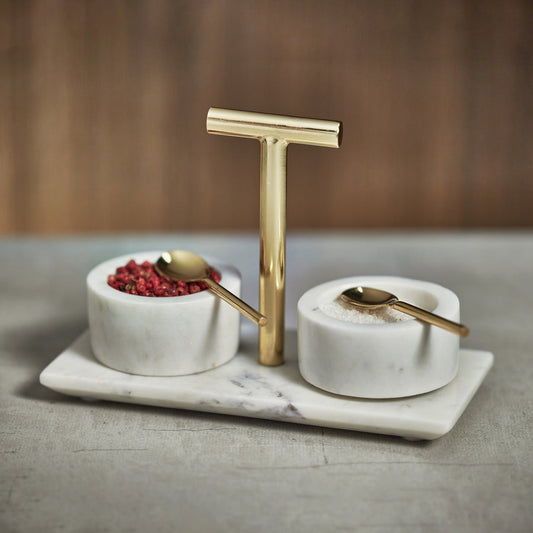 Marble Condiment Set of 2 Bowls w/Spoons - Kitchenware by Carlyle Avenue