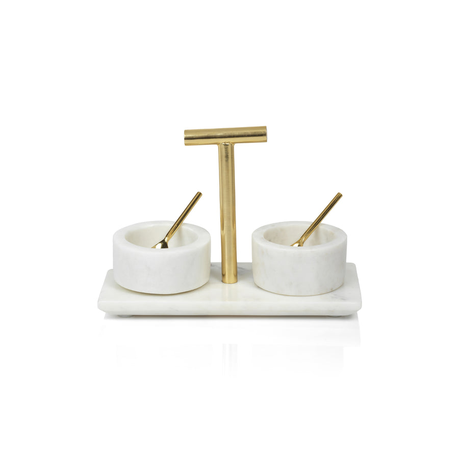 Marble Condiment Set of 2 Bowls w/Spoons - Kitchenware by Carlyle Avenue