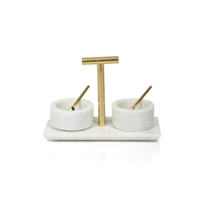 Marble Condiment Set of 2 Bowls w/Spoons - Kitchenware by Carlyle Avenue