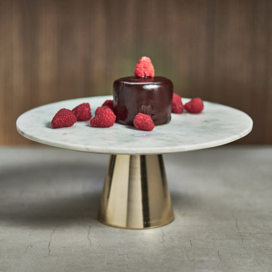 Marble Cake Stand on Metal Base - Cake Stands by Carlyle Avenue