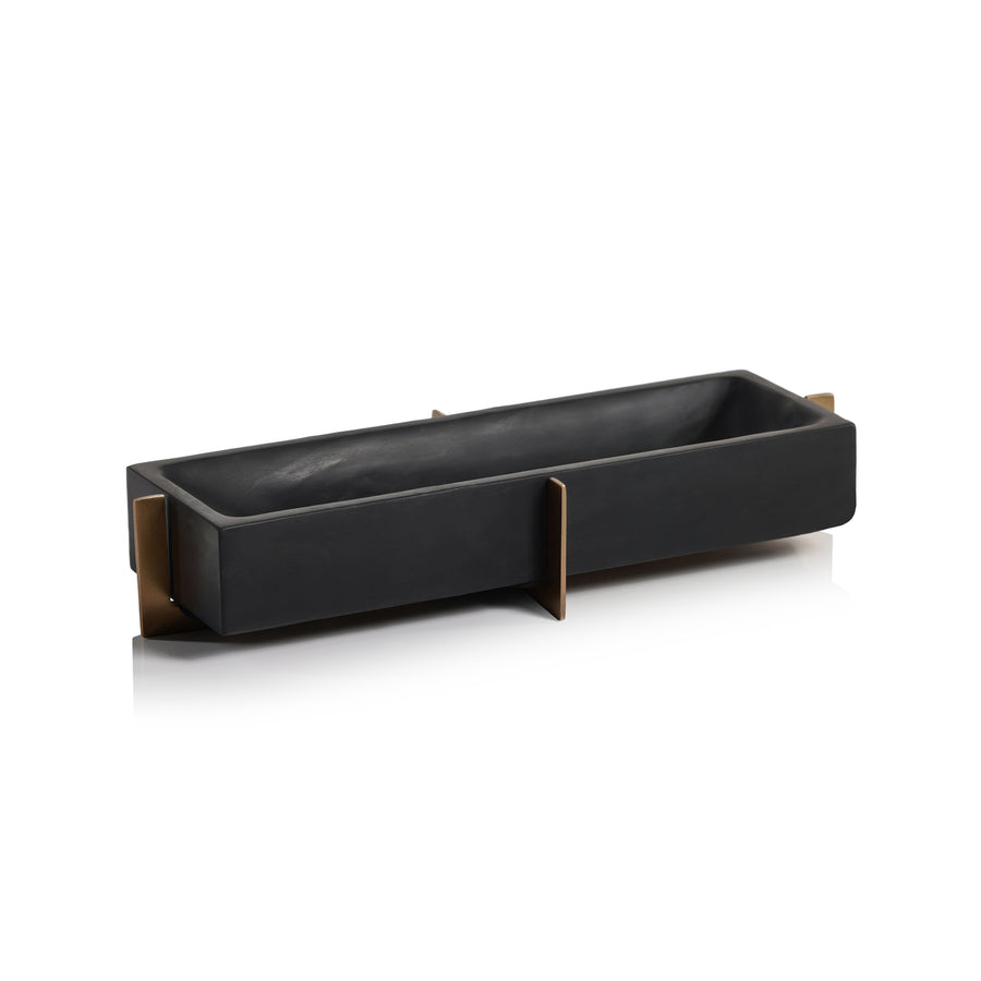 Black Marble Tray on Metal Base - Black and Gold - Decorative Trays by Carlyle Avenue
