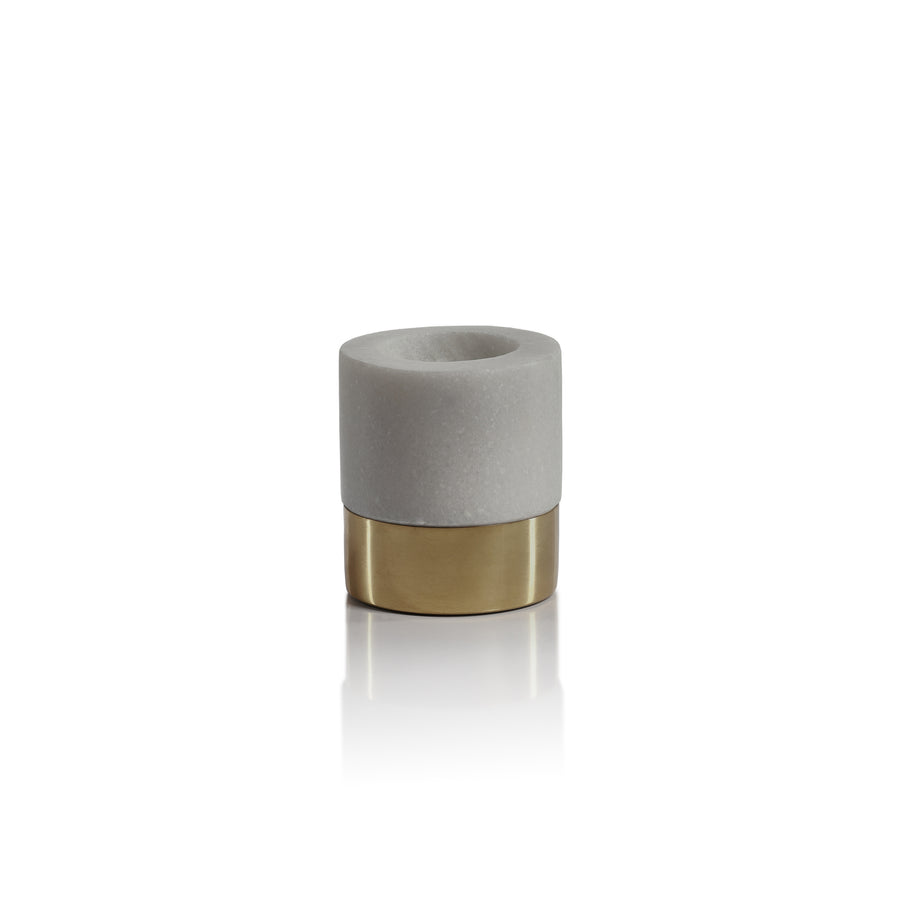 Bodega Marble and Brass Tealight Holder - White & Gold - Candle Holders by Carlyle Avenue