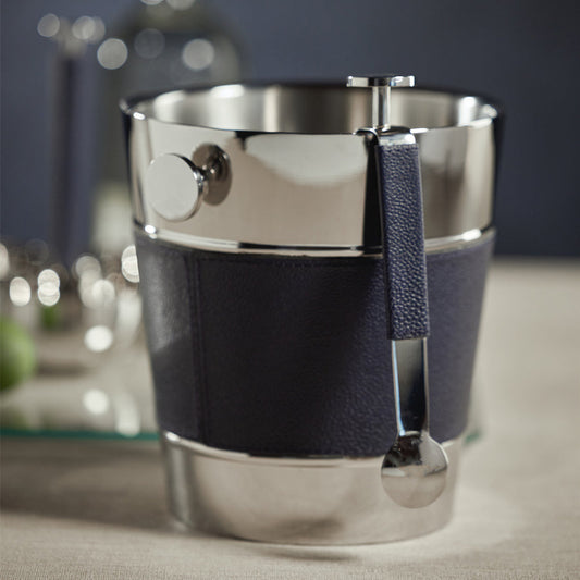 Laguna Nickel & Leather Double Wall Wine Cooler - Ice Bucket by Carlyle Avenue