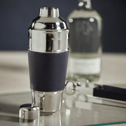Laguna Nickel & Leather Cocktail Shaker - Barware by Carlyle Avenue
