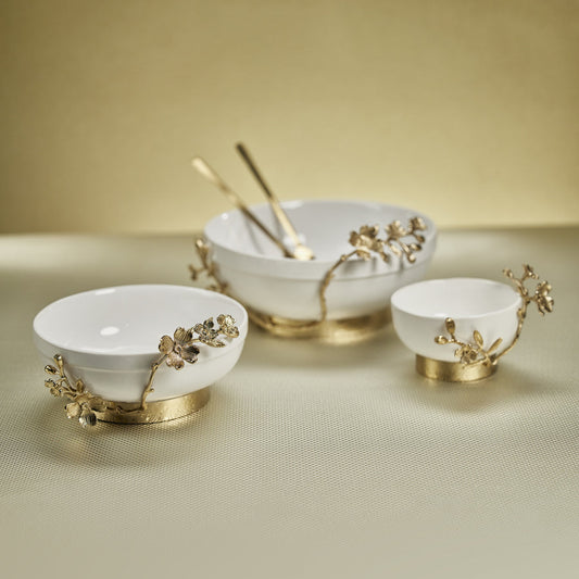 Tavolo Ceramic Bowl w/Gold Floral Trim - Bowls by Carlyle Avenue