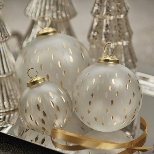 Frosted & Etched in Gold Glass Ornament - Ornaments by Carlyle Avenue
