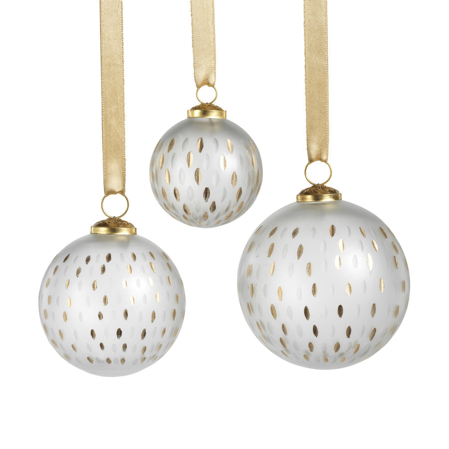 Frosted & Etched in Gold Glass Ornament - Ornaments by Carlyle Avenue