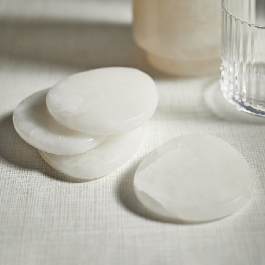 La Salama Alabaster Coaster - White - Set of 4 - Coasters by Carlyle Avenue