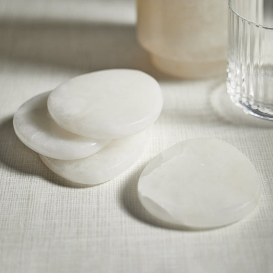 La Salama Alabaster Coaster - White - Set of 4 - Coasters by Carlyle Avenue