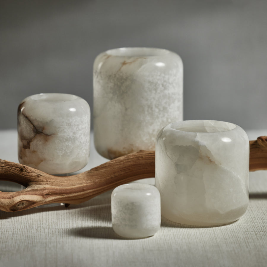 Teran Polished Alabaster Stone Candle Holder / Vase - Candle Holders by Carlyle Avenue