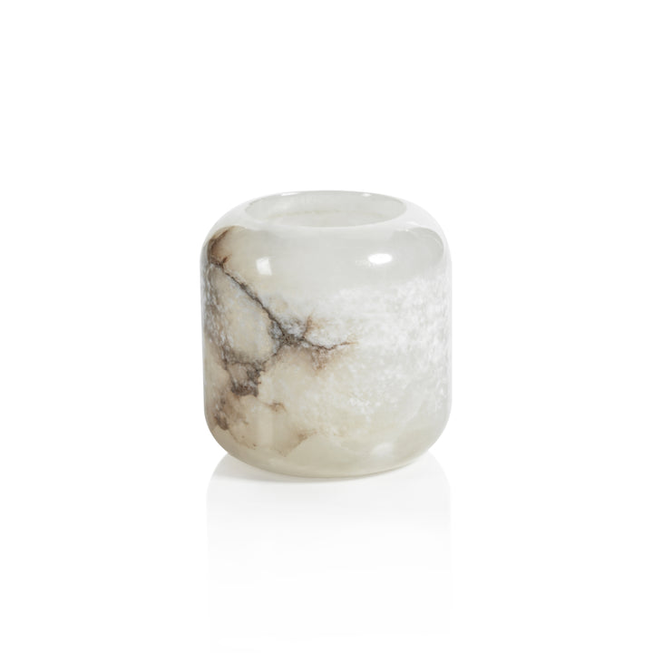 Teran Polished Alabaster Stone Candle Holder / Vase - Candle Holders by Carlyle Avenue