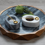 Tuscan Marble Salt & Pepper Bowl with Gold Spoon - Tableware by Carlyle Avenue