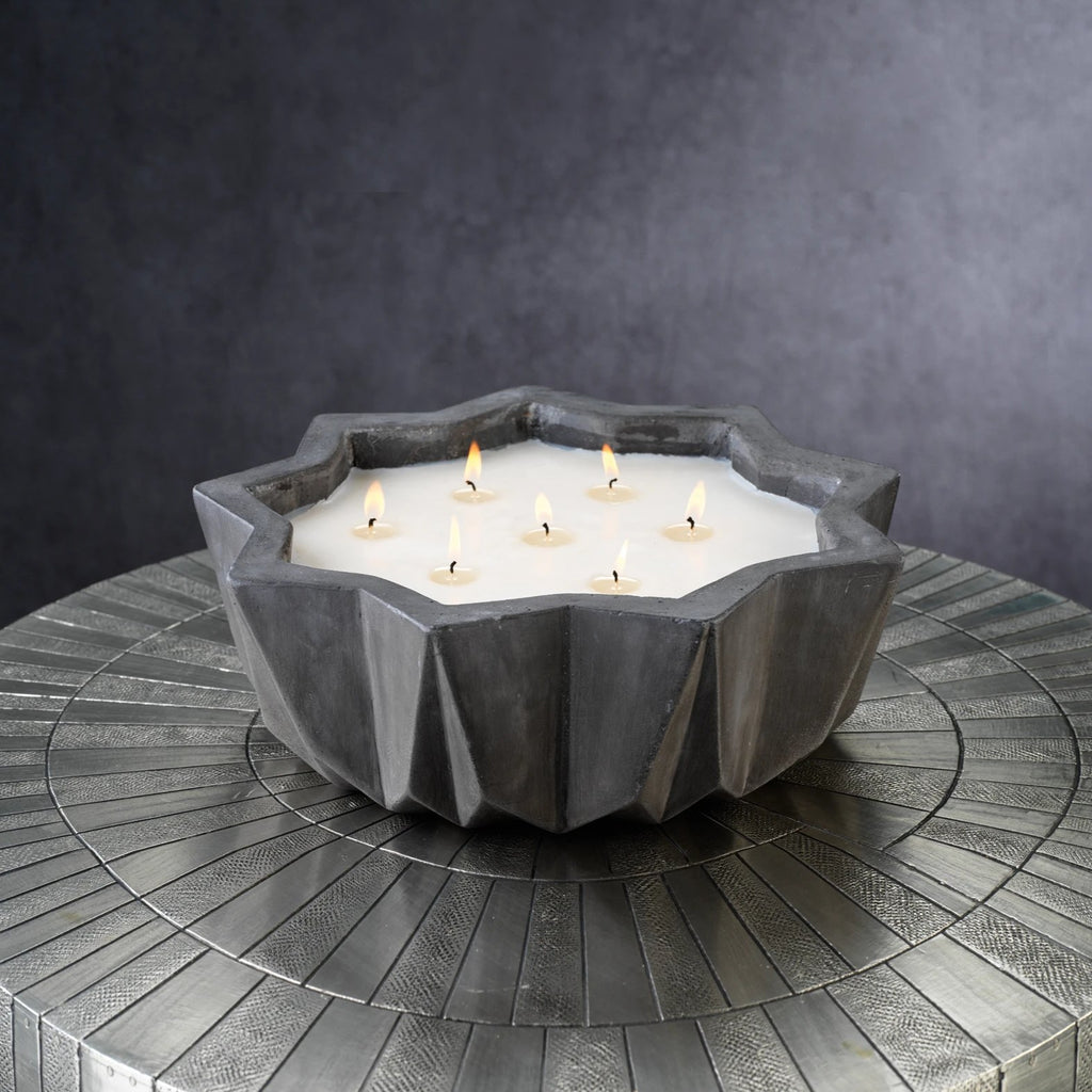 Villa Nouza 7 Wick Concrete Candle/Black- Fig Vetiver - Home Fragrance by Carlyle Avenue
