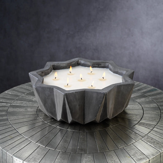 Villa Nouza 7 Wick Concrete Candle/Black- Fig Vetiver - Home Fragrance by Carlyle Avenue