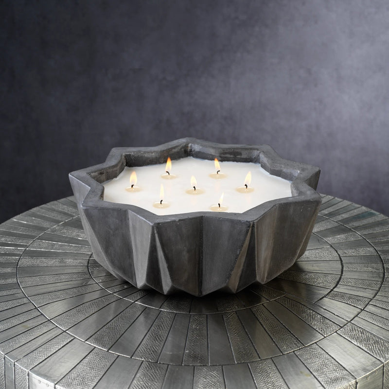 Villa Nouza 7 Wick Concrete Candle/Black- Fig Vetiver - Home Fragrance by Carlyle Avenue