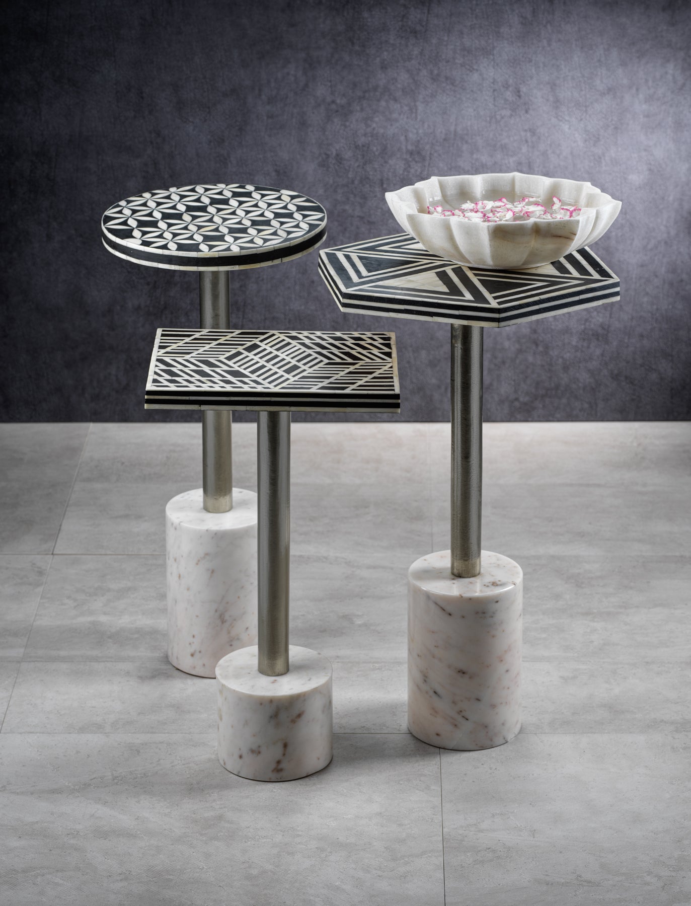 Sultana Round Cocktail Table on Marble Base - Furniture by Carlyle Avenue