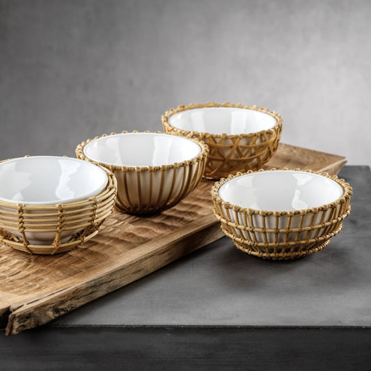 Wicker & Bamboo Condiment Bowls s/4 Assorted - BOWL by Carlyle Avenue