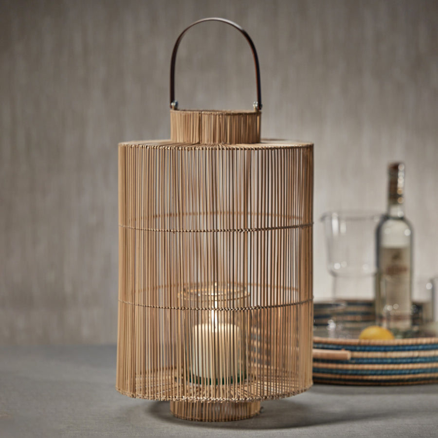 Caprice Buri Lantern w/Glass Hurricane - Hurricane by Carlyle Avenue