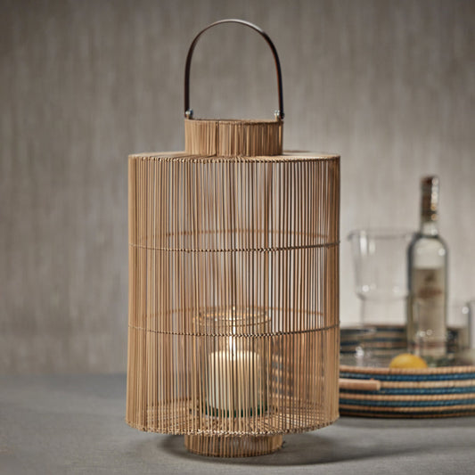 Caprice Buri Lantern w/Glass Hurricane - Hurricane by Carlyle Avenue