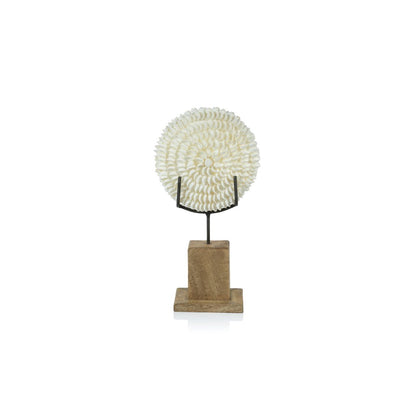 Natural Clamrose Sea Shells on Wood Stand - Decorative Accessories by Carlyle Avenue