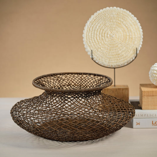 Bastide Loose Weave Rattan Basket/Vase - Light Brown - Baskets by Carlyle Avenue