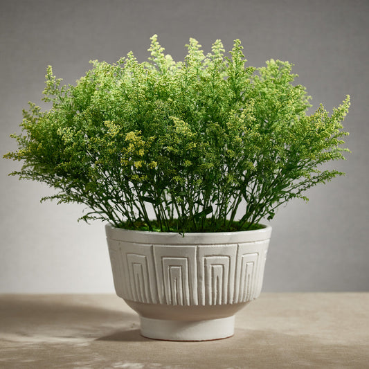 Luna Etched Ceramic Planter / Bowl - White - Planter by Carlyle Avenue