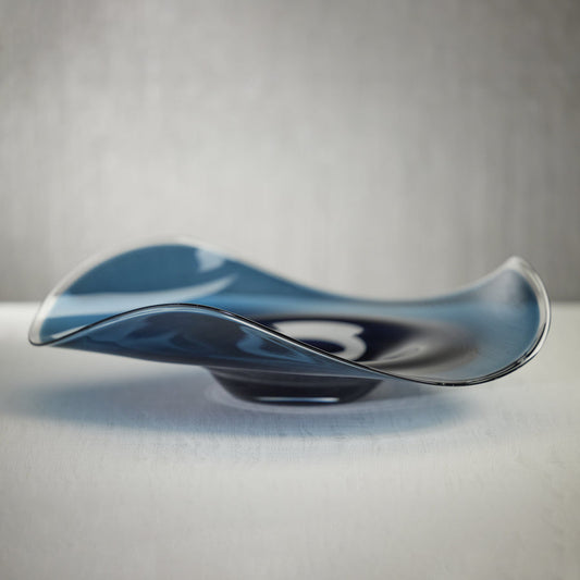 Tropezana Wave Glass Bowl - Blue - 18 in - Bowls by Carlyle Avenue