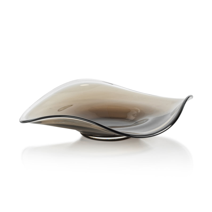 Tropezana Wave Glass Bowl - Taupe - 13.75in - Bowls by Carlyle Avenue