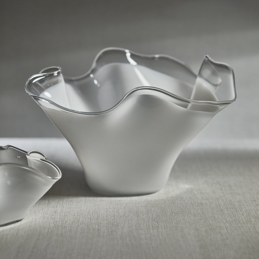 Tropezana Tall Wave Glass Bowl - White - 16.25 in - Bowls by Carlyle Avenue