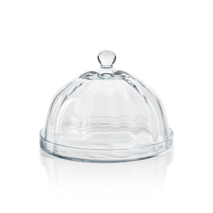 Loulou Optic Pastry Glass Plate with Cloche - Serveware by Carlyle Avenue