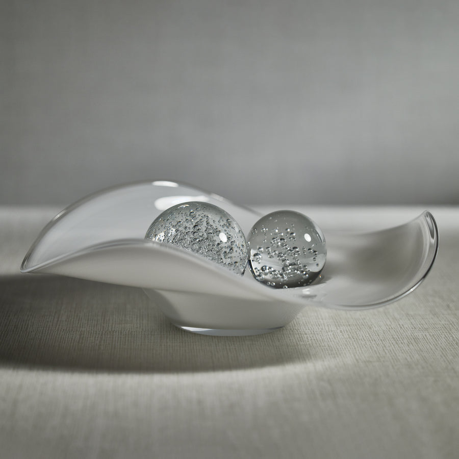 Lagoon Scissor Cut Wave Bowl - Opal White - 13.75 in - Bowls by Carlyle Avenue