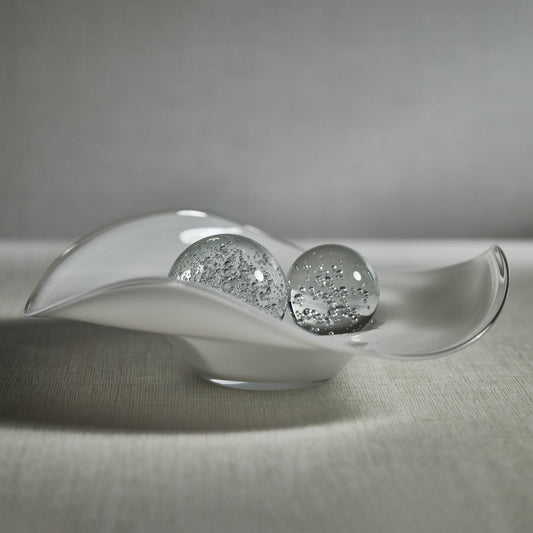Lagoon Scissor Cut Wave Bowl - Opal White - 13.75 in - Bowls by Carlyle Avenue