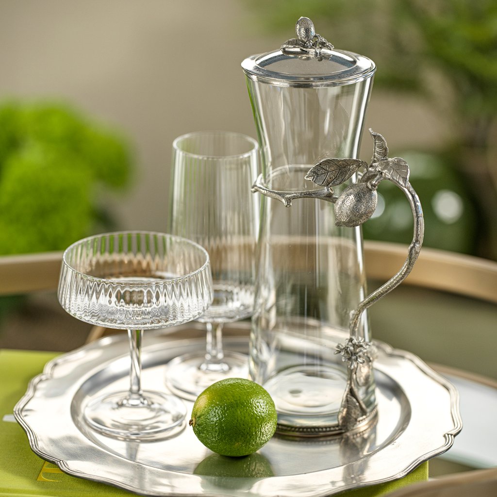 Limon Agria Pewter & Glass Pitcher w/Lid - Drinkware by Carlyle Avenue
