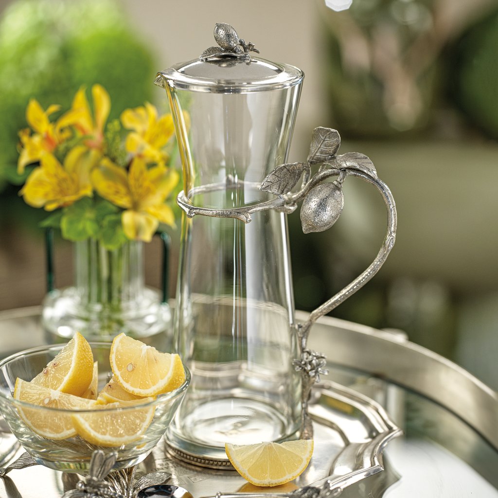 Limon Agria Pewter & Glass Pitcher w/Lid - Drinkware by Carlyle Avenue
