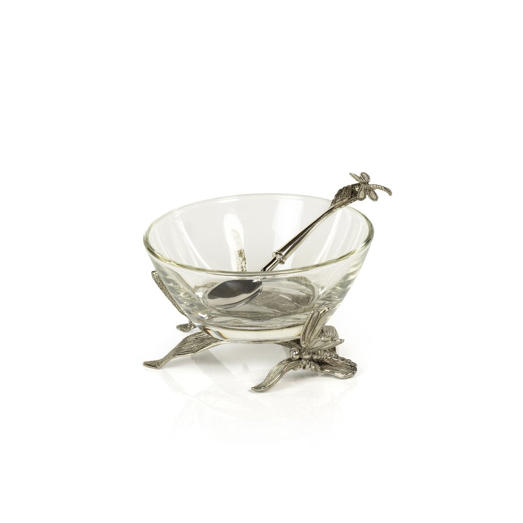 Dragonfly Pewter & Glass Bowl - Bowls by Carlyle Avenue