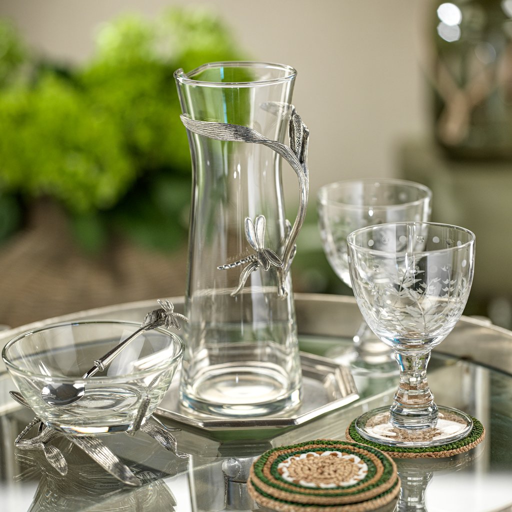 Dragonfly Pewter & Glass Pitcher - Drinkware by Carlyle Avenue