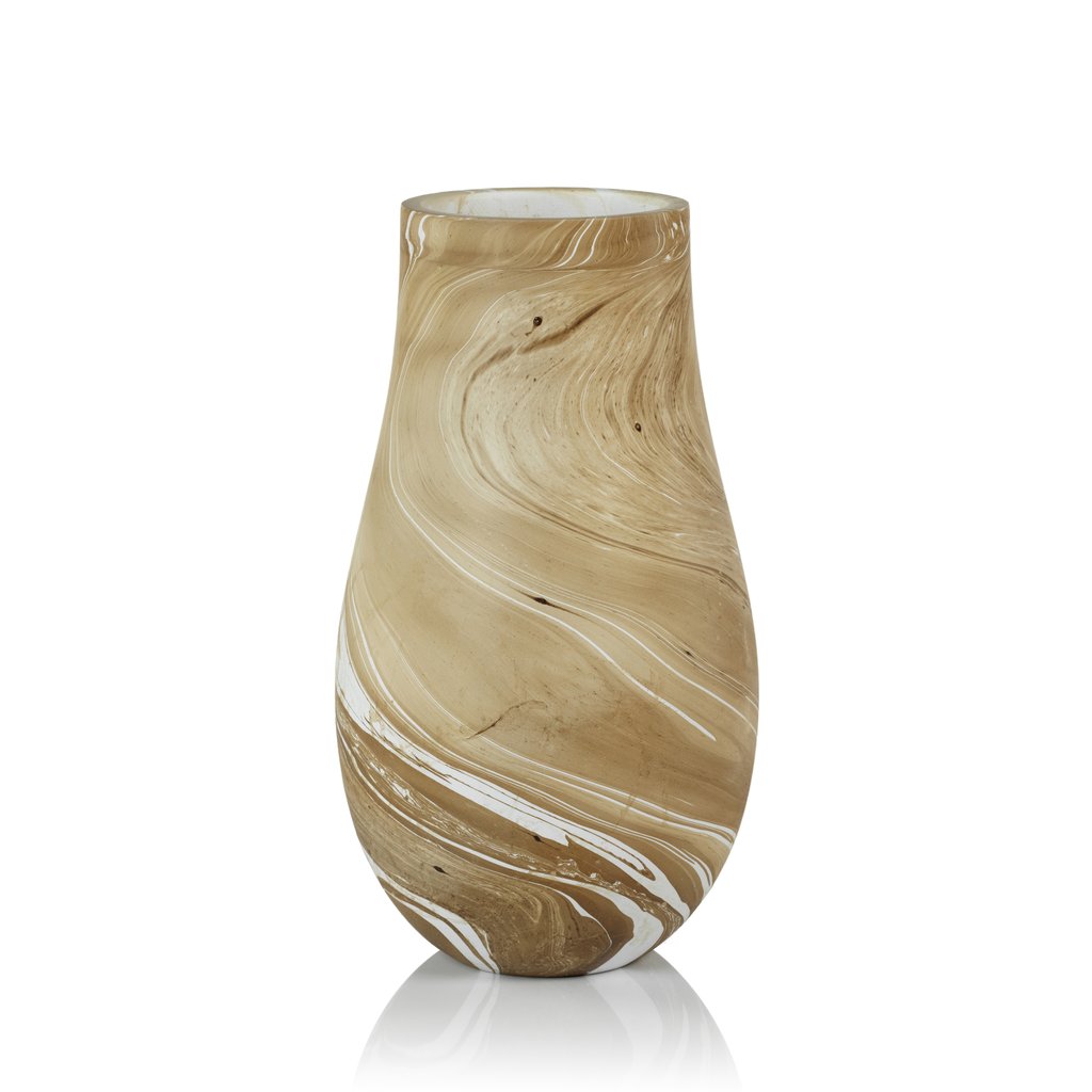 Natural Latte Mango Wood Marbleized Vase - Vases by Carlyle Avenue