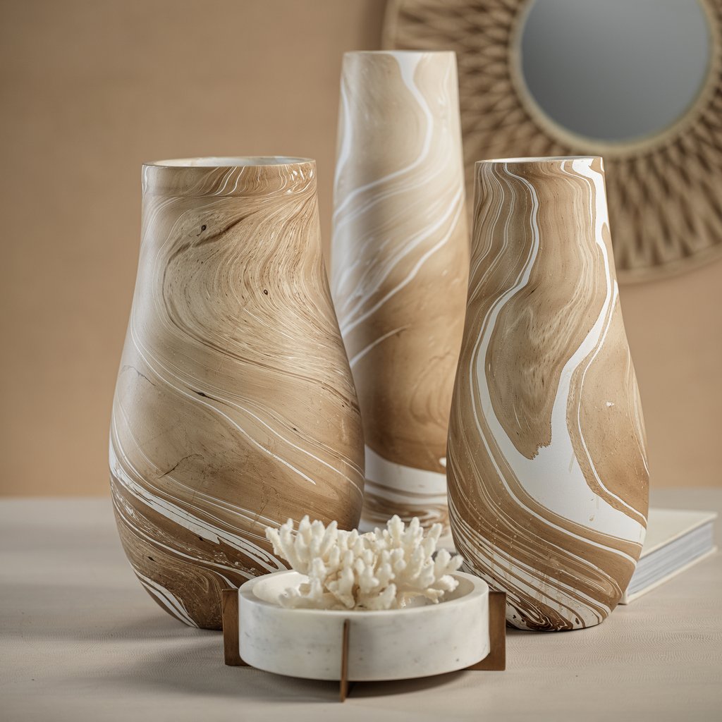 Natural Latte Mango Wood Marbleized Vase - Vases by Carlyle Avenue