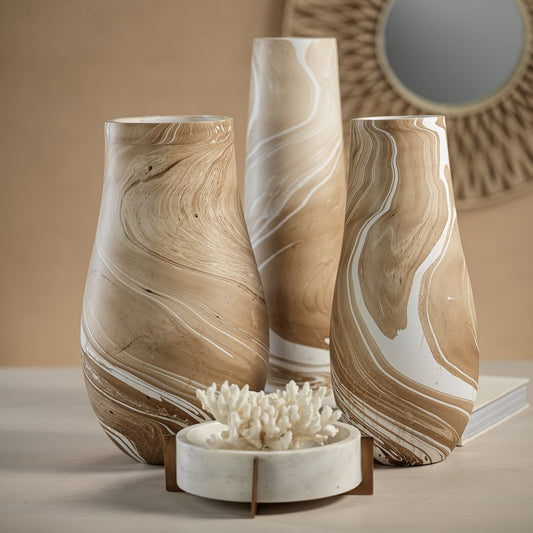 Natural Latte Mango Wood Marbleized Vase - Vases by Carlyle Avenue