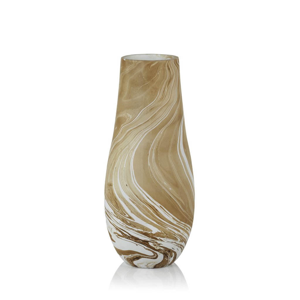 Natural Latte Mango Wood Marbleized Vase - Vases by Carlyle Avenue
