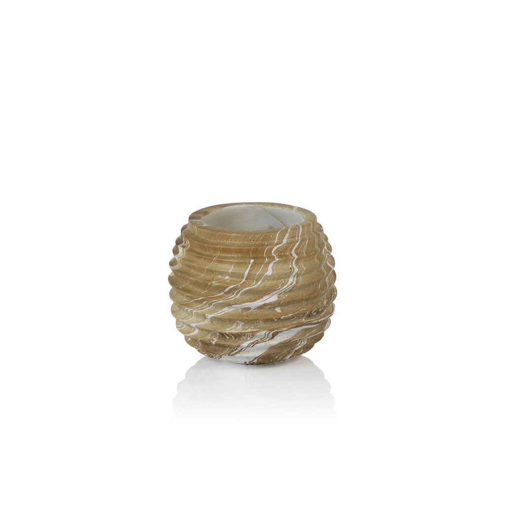 Natural Latte Mango Wood Marbleized Cocoon Pot - Vases by Carlyle Avenue