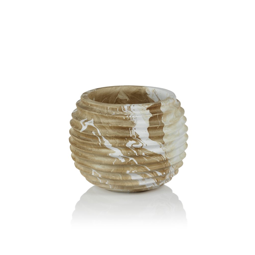 Natural Latte Mango Wood Marbleized Cocoon Pot - Vases by Carlyle Avenue